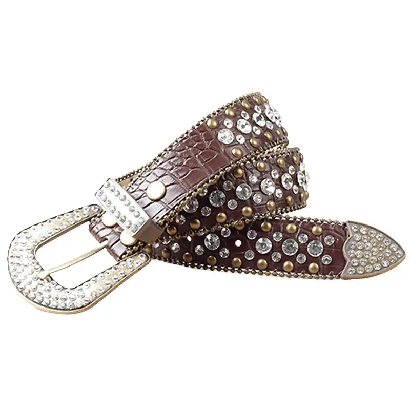 Black Rhinestone Wide Belt with Diamond Studded Design - Image 10