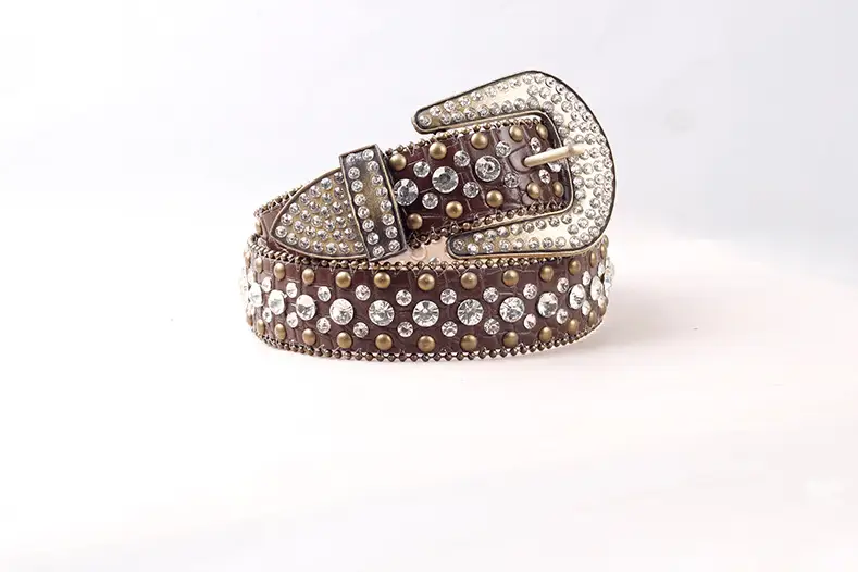 Black Rhinestone Wide Belt with Diamond Studded Design — feature 11