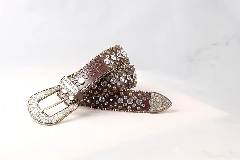 Black Rhinestone Wide Belt with Diamond Studded Design — feature 12