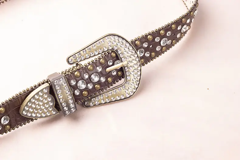 Black Rhinestone Wide Belt with Diamond Studded Design — feature 13