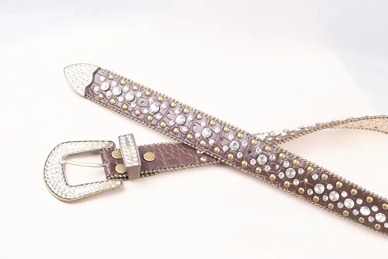 Black Rhinestone Wide Belt with Diamond Studded Design — feature 14