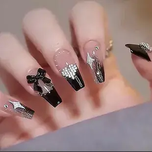 24 Pcs Fake Nails with Glitter & Pink Gradient Design — feature 12
