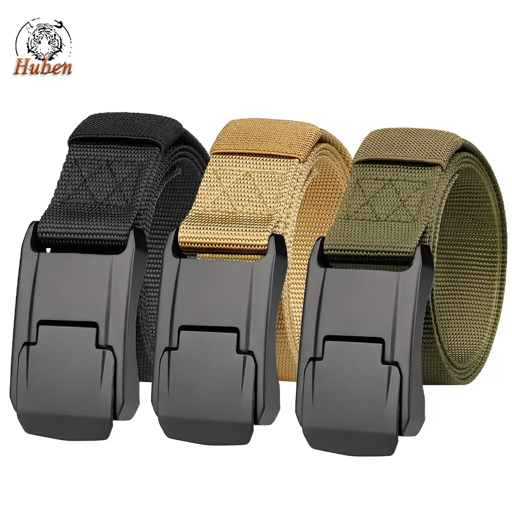 Men's Green Nylon Tactical Belt with Aluminum Buckle - Image 13