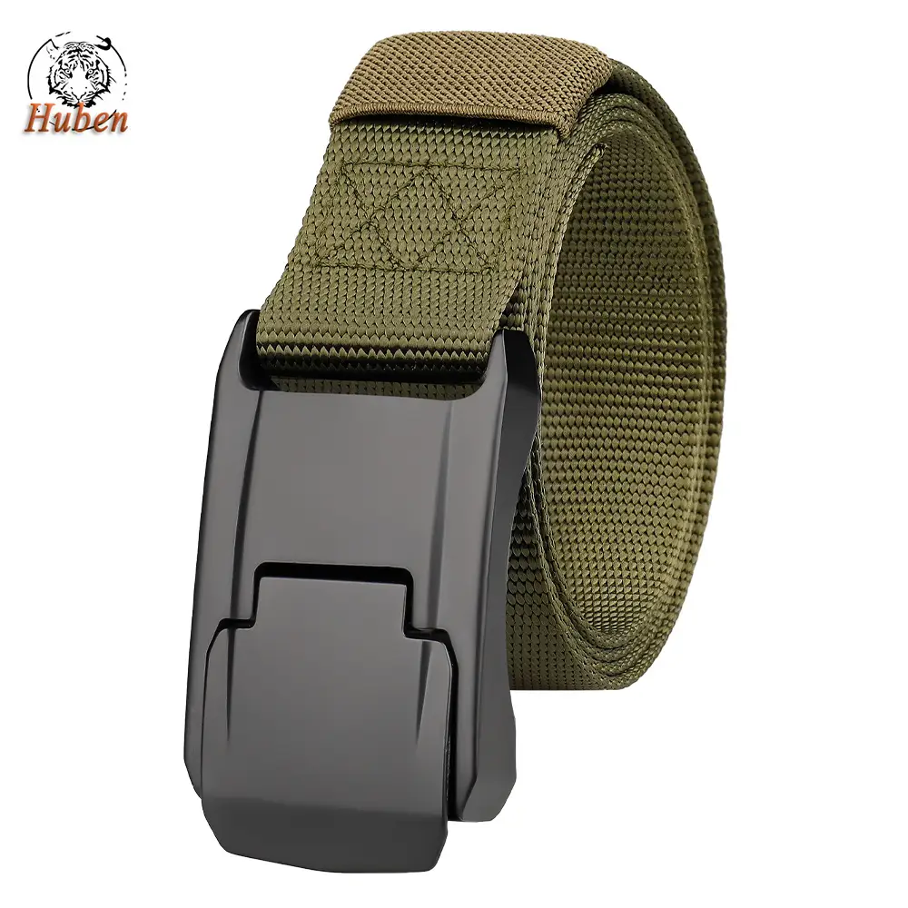 Men's Green Nylon Tactical Belt with Aluminum Buckle - Image 3