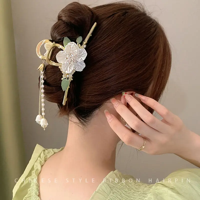 High-End Camellia Hairpin with Pearl Tassel for Women - Image 8