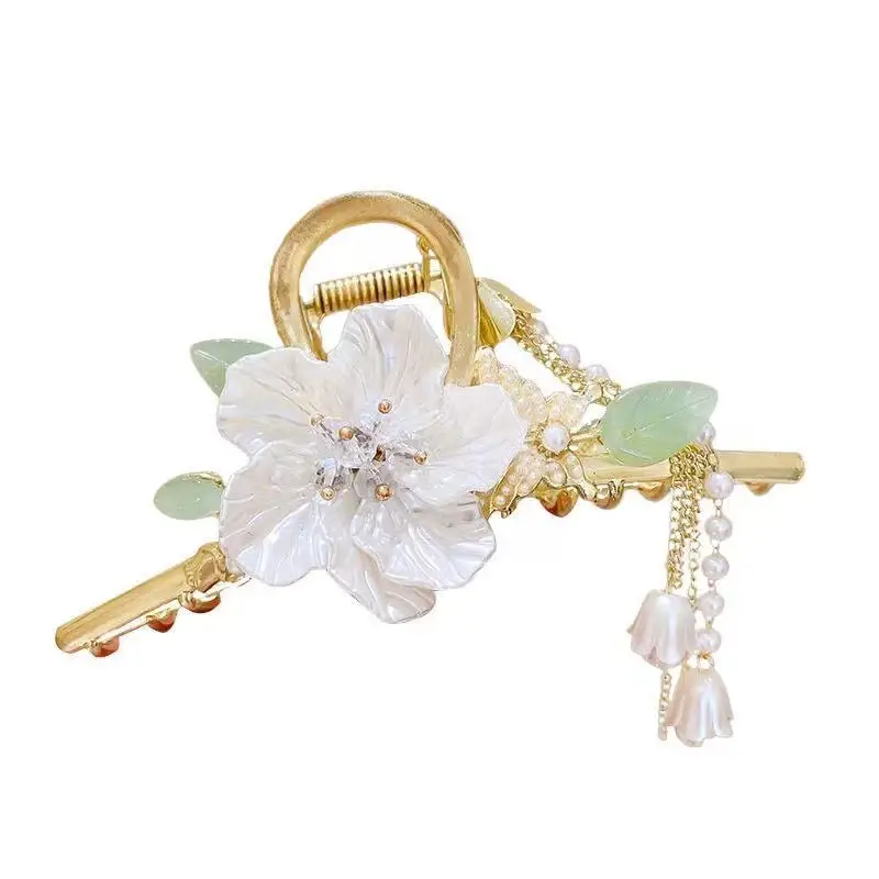 High-End Camellia Hairpin with Pearl Tassel for Women - Image 10