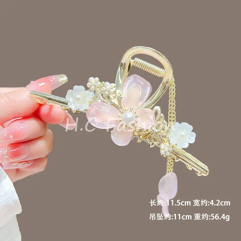 High-End Camellia Hairpin with Pearl Tassel for Women — feature 13