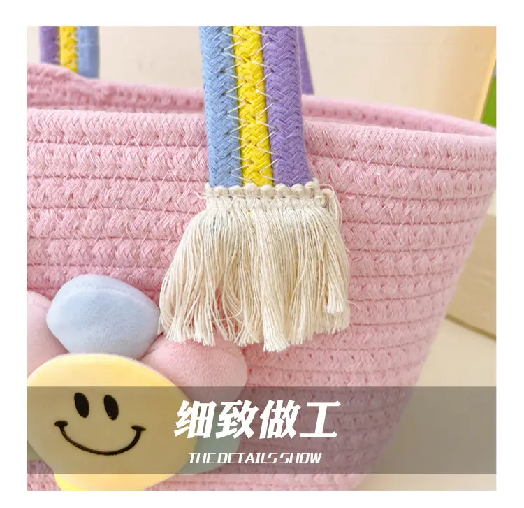Children's Cotton Rope Woven Handbag with Sunflower — feature 8