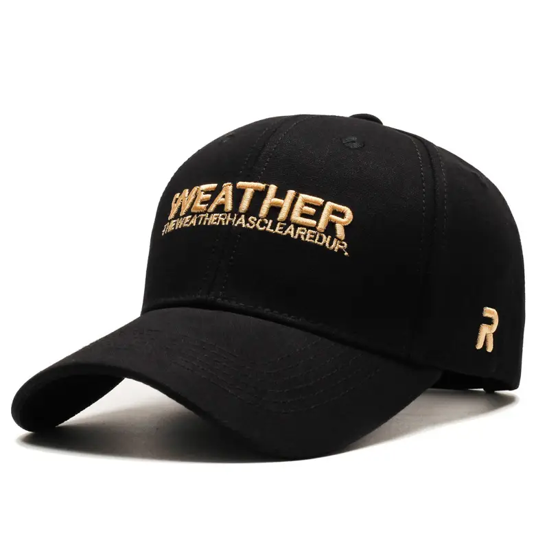 Men's Black R Letter Baseball Cap with Embroidered Brand - Image 8