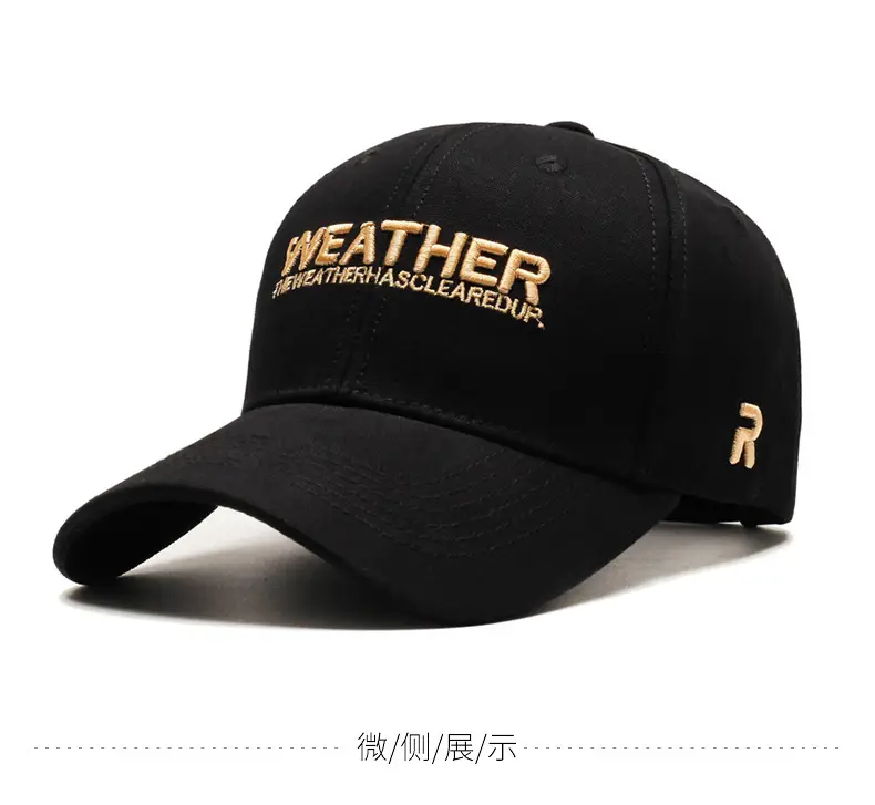 Men's Black R Letter Baseball Cap with Embroidered Brand — feature 6