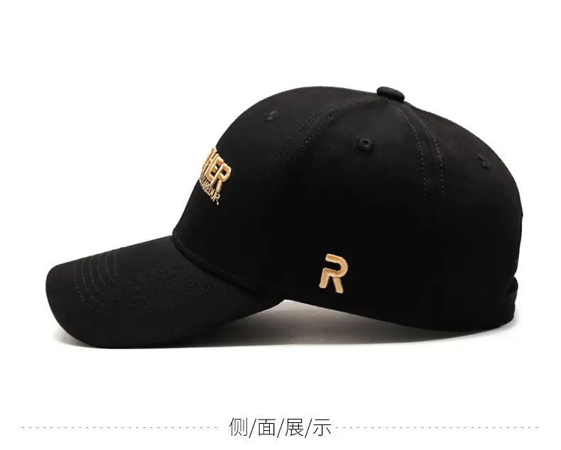 Men's Black R Letter Baseball Cap with Embroidered Brand — feature 7