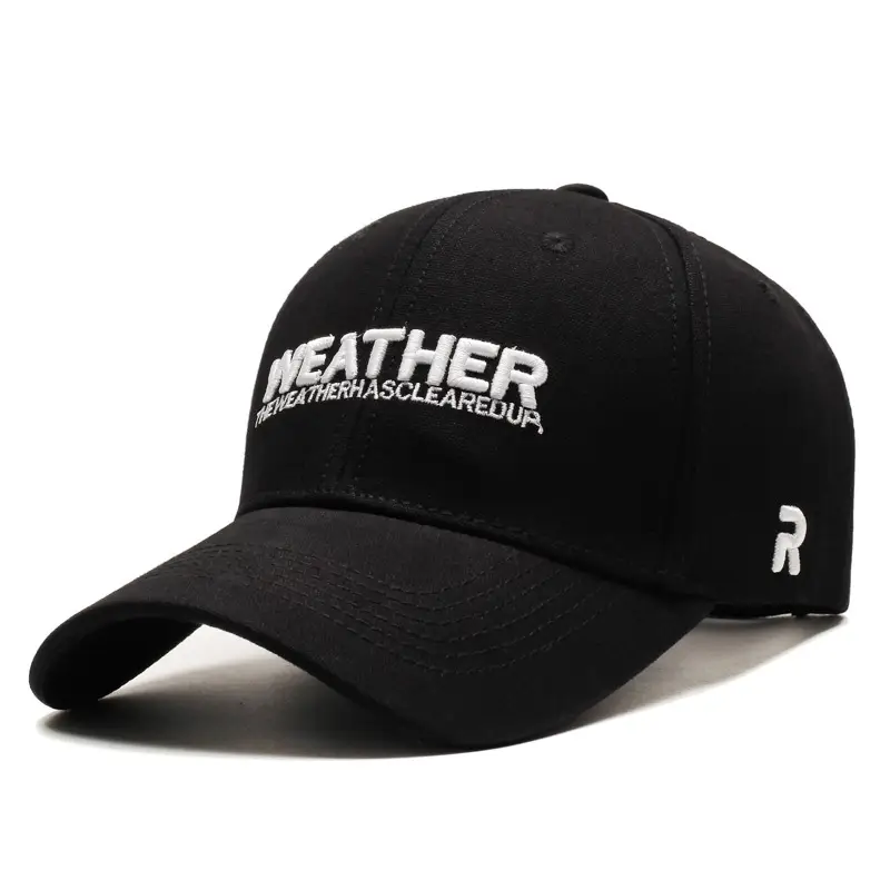 Men's Black R Letter Baseball Cap with Embroidered Brand - Image 2