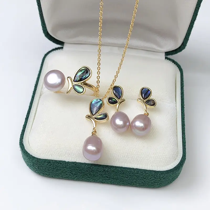 Feminine Pearl Butterfly Necklace Earrings Set - Image 8