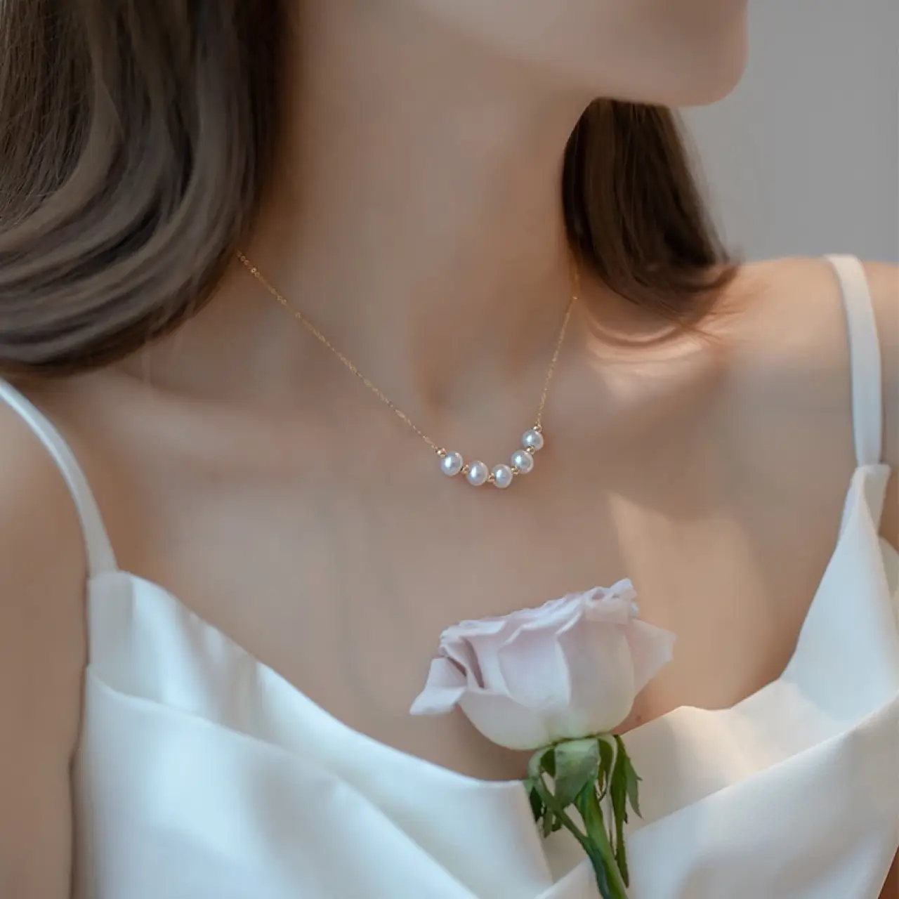 925 Silver Pearl Clavicle Necklace for Women