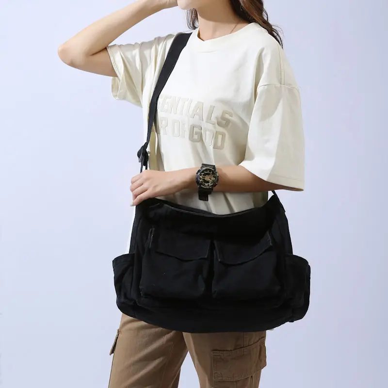 Japanese Canvas Shoulder Bag for College Women Large Capacity Messenger Bag - Image 6
