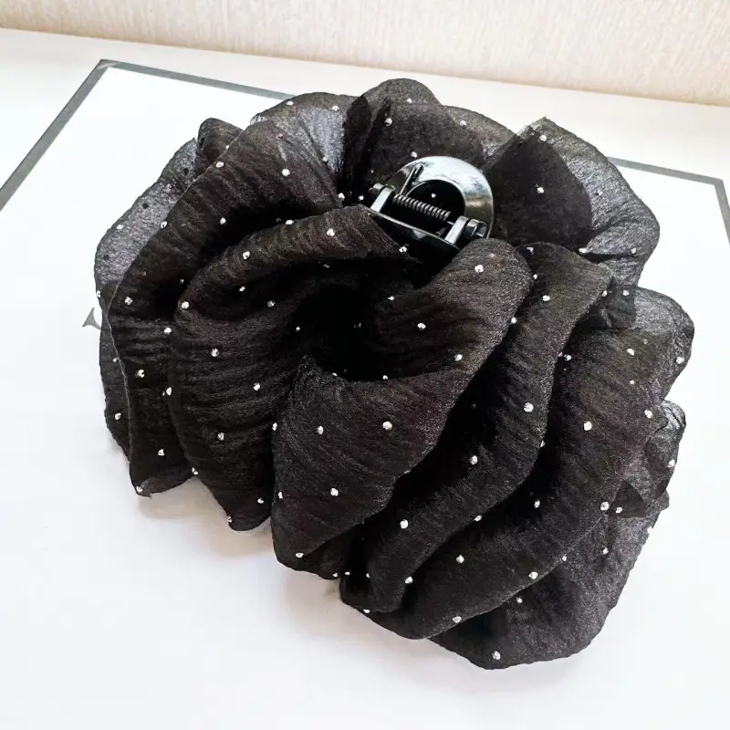 Black Beaded Cloud Hair Clip for Women