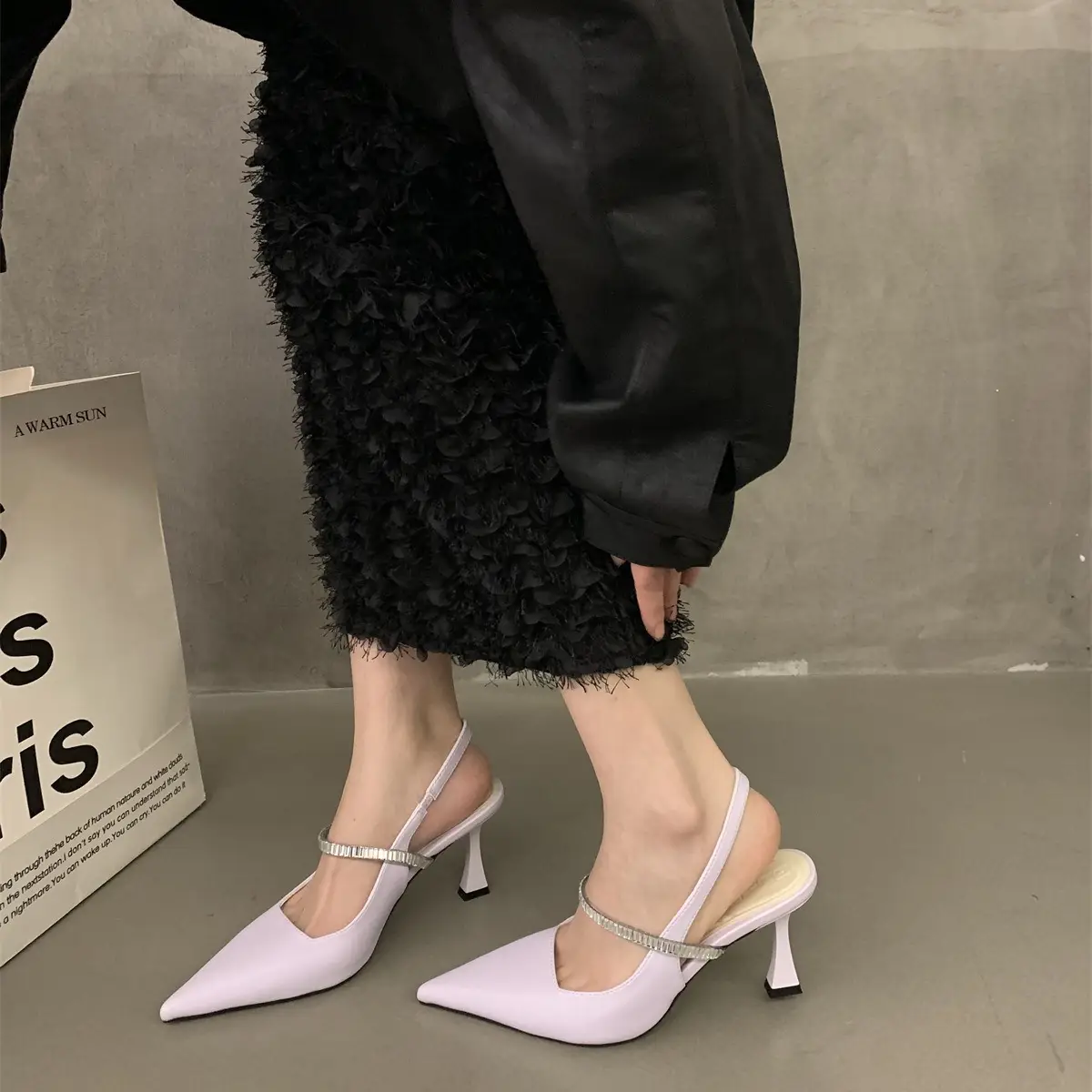 Black French Mary Jane Heels for Women Spring Summer - Image 4