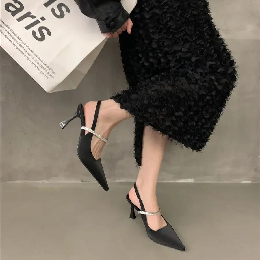 Black French Mary Jane Heels for Women Spring Summer - Image 6
