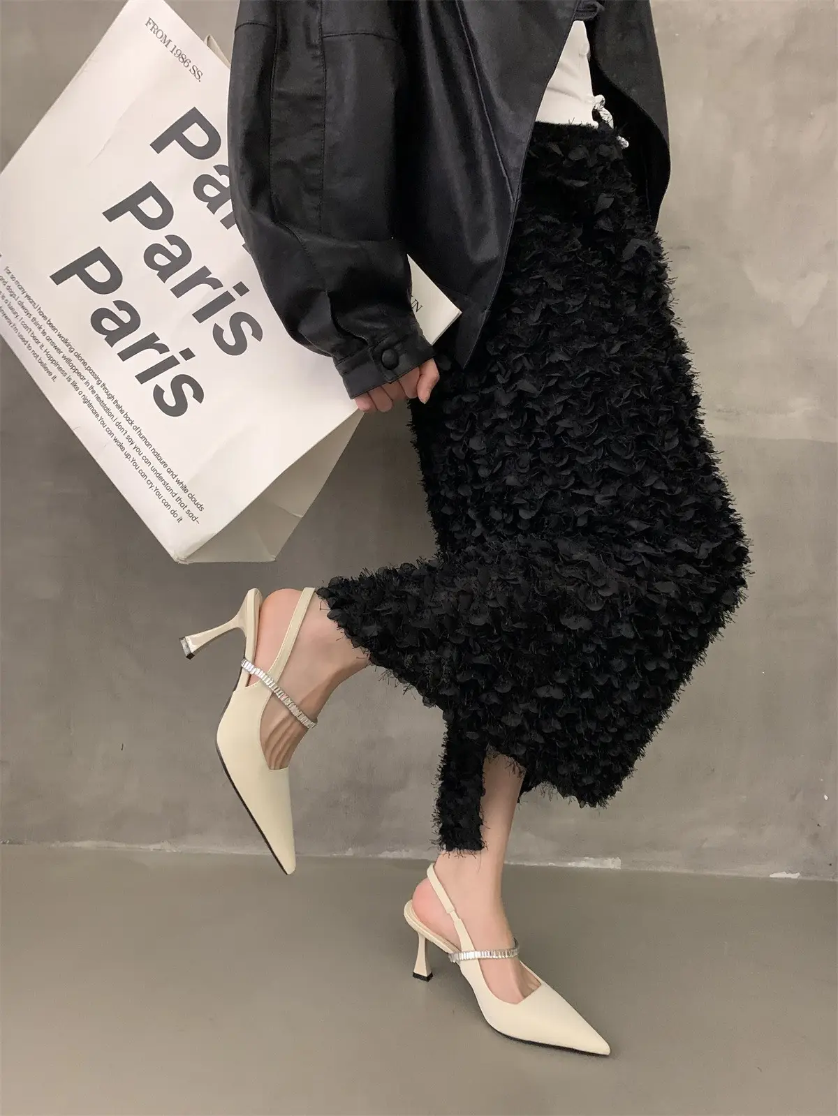 Black French Mary Jane Heels for Women Spring Summer - Image 2