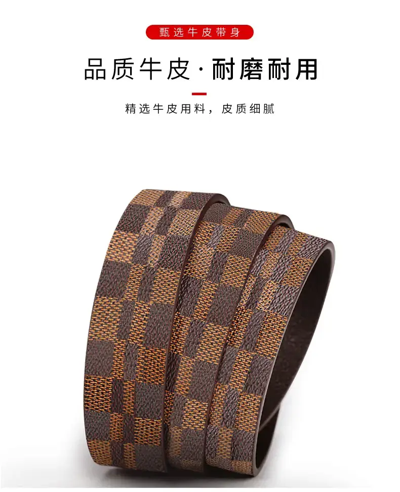 Men's Gold Logo Leather Belt with Automatic Buckle β feature 6