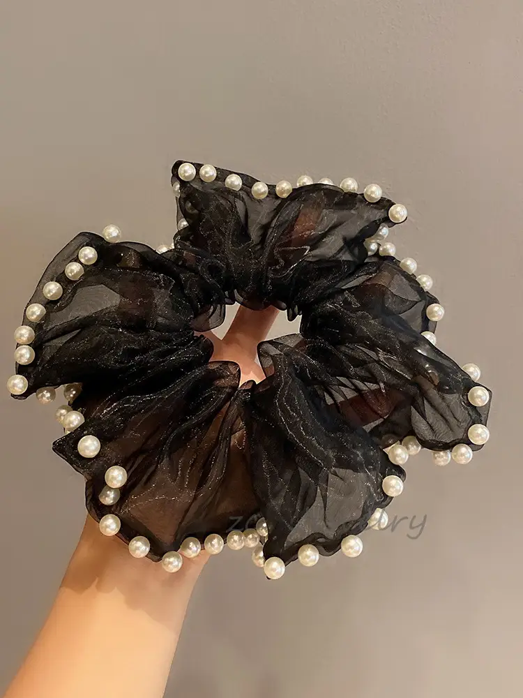 Black Pearl Organza Hair Ring for Women — feature 2