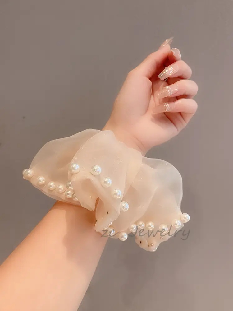 Black Pearl Organza Hair Ring for Women — feature 3