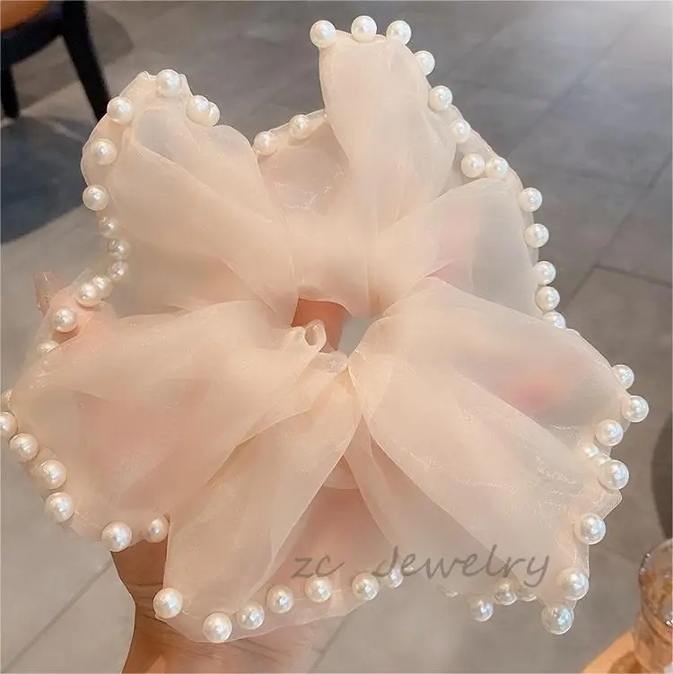 Black Pearl Organza Hair Ring for Women - Image 2