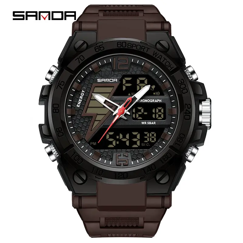 Sanda Black Waterproof Shockproof Multifunctional Watch - Image 7