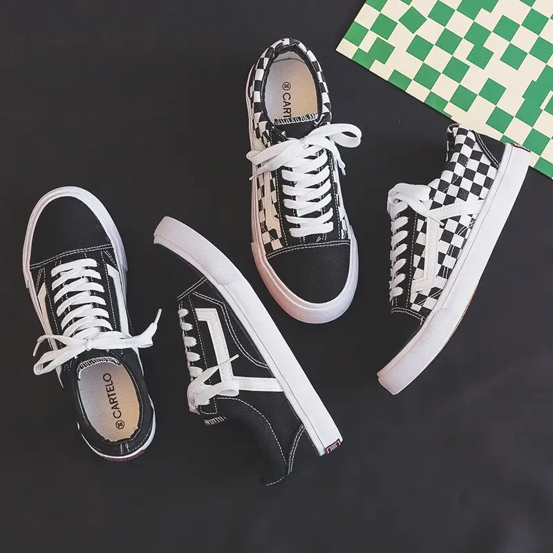 2024 Checkered Canvas Casual Sneakers for Women - Image 6