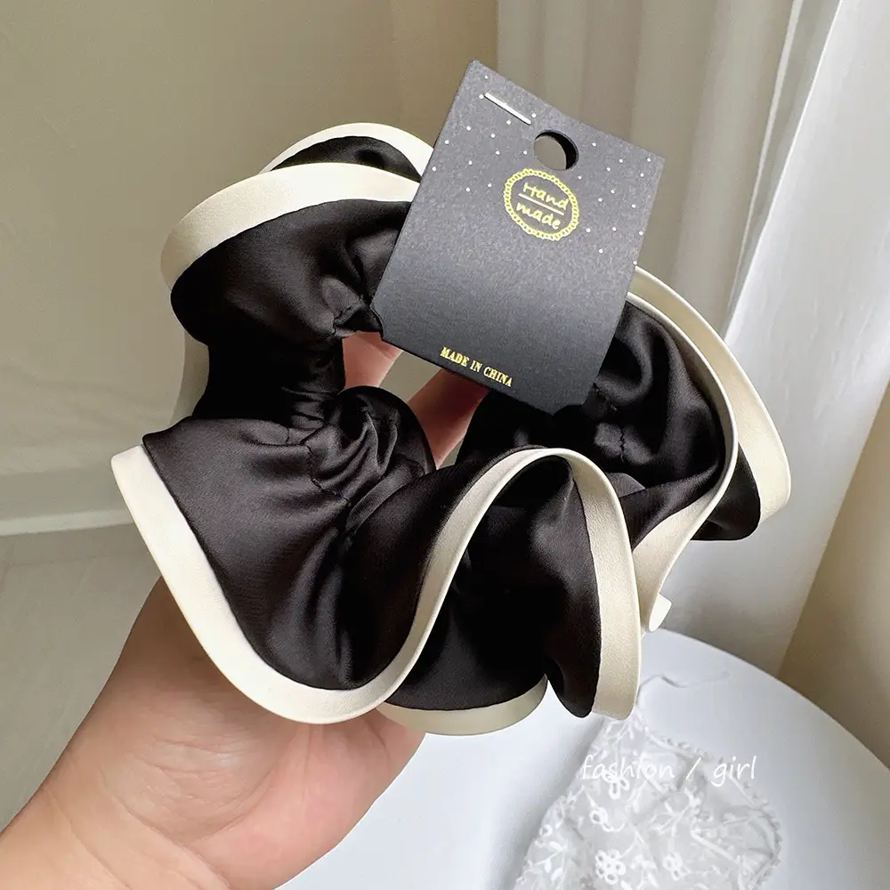 Double Layer Lace Hair Band Black PU Leather - Image 3