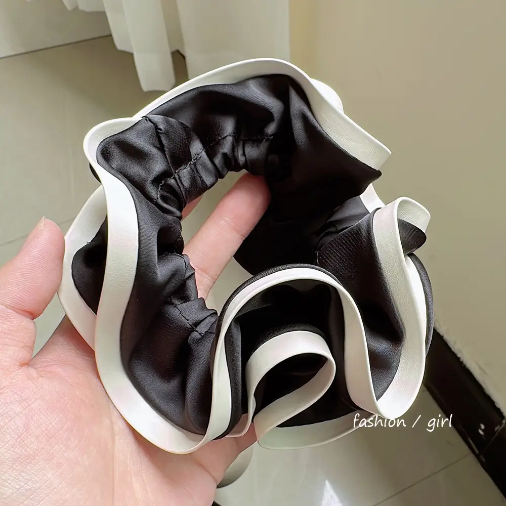 Double Layer Lace Hair Band Black PU Leather — feature 11