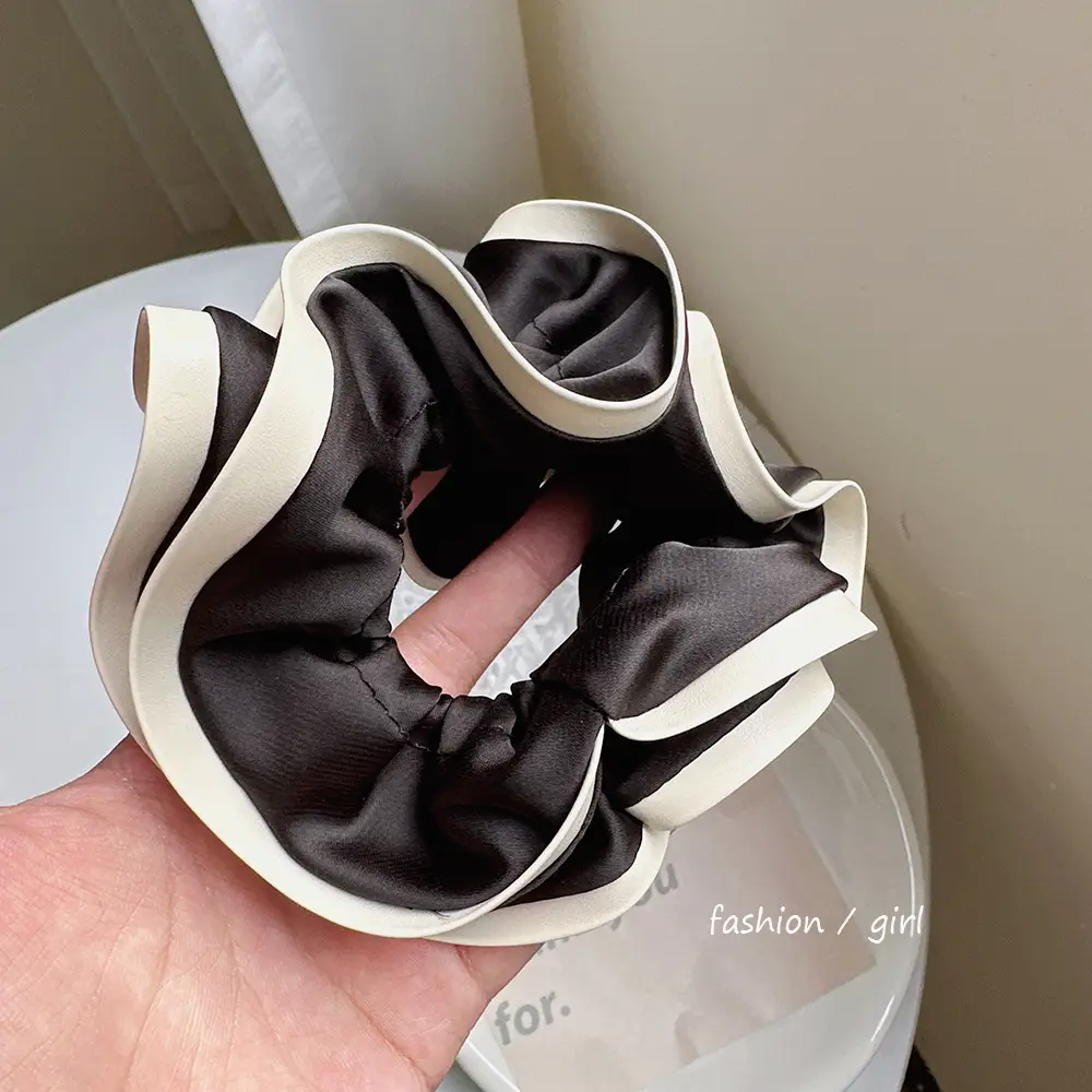 Double Layer Lace Hair Band Black PU Leather — feature 14