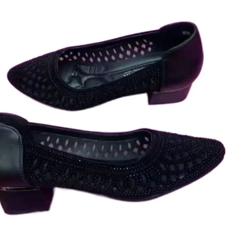 Women Low Heeled Black Mesh Sandals 2023 - Image 7
