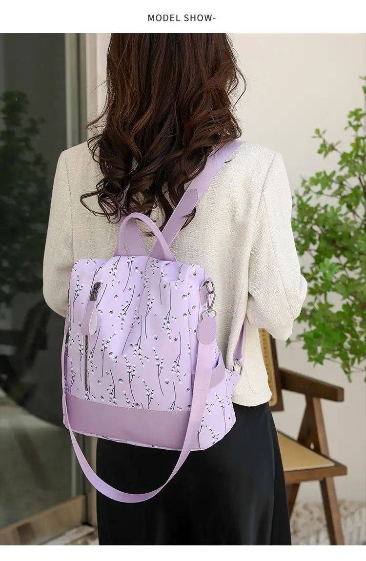 Light Blue Floral Oxford Women's Backpack 2023 — feature 15