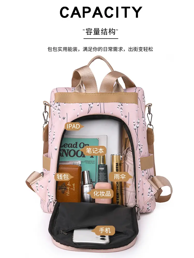 Light Blue Floral Oxford Women's Backpack 2023 — feature 5