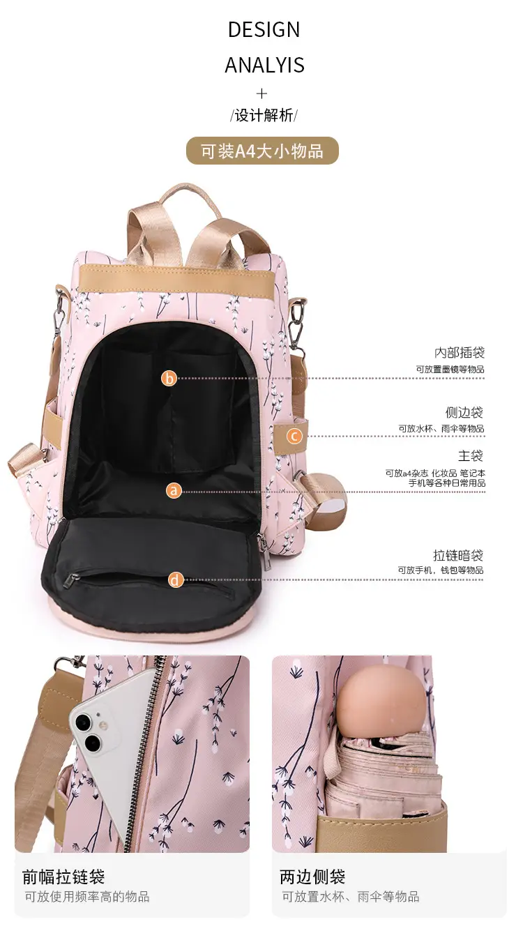 Light Blue Floral Oxford Women's Backpack 2023 — feature 6