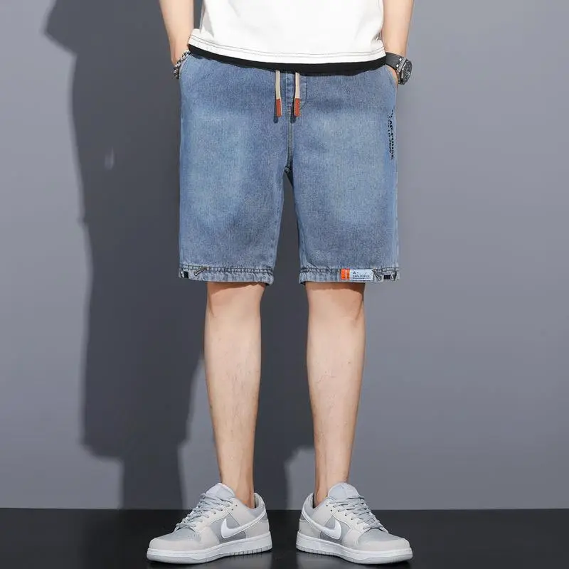 Men Denim Shorts New Washed Stretch Waist Slimming - Image 6