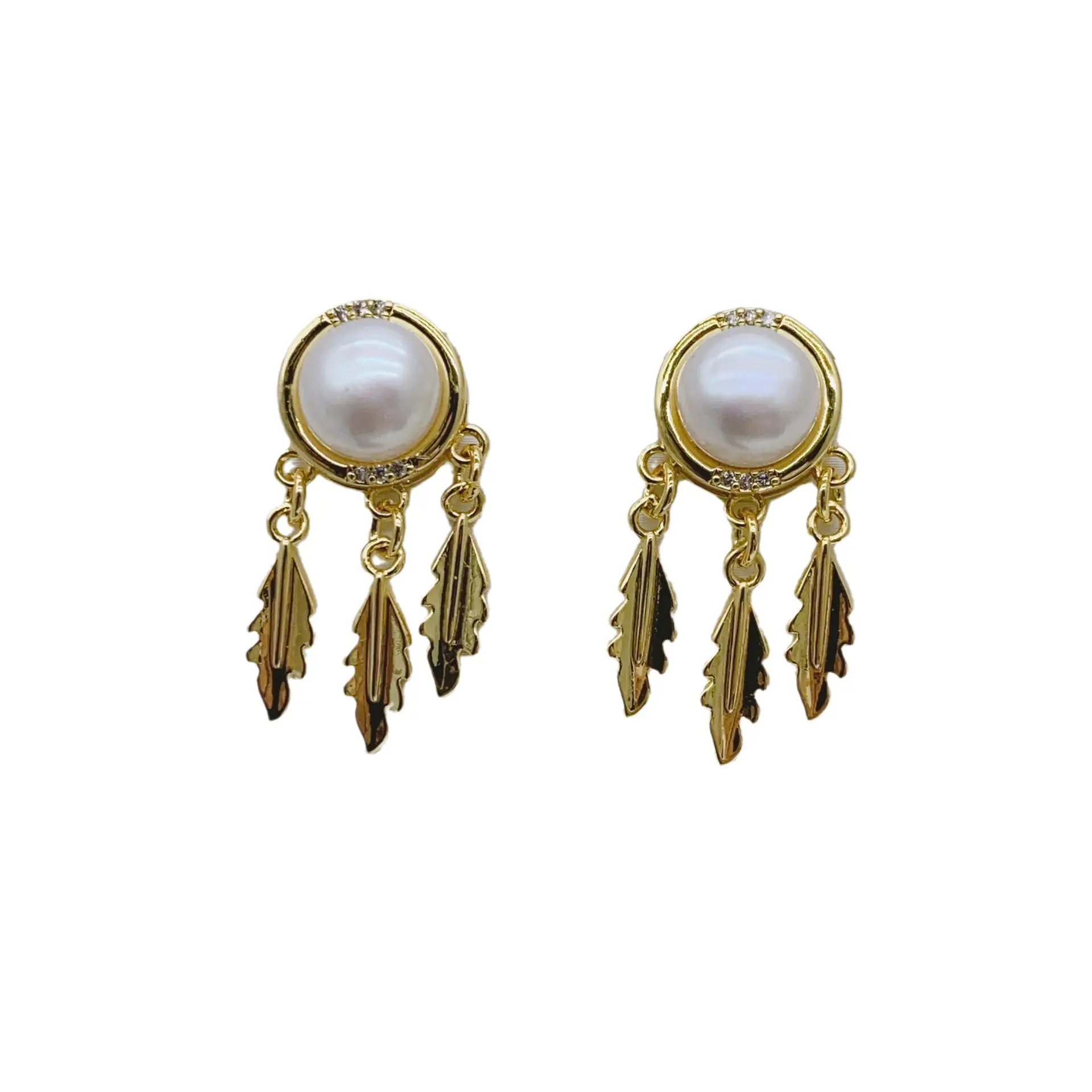 S925 Gold Pearl Dream Catcher Earrings Necklace Set - Image 12