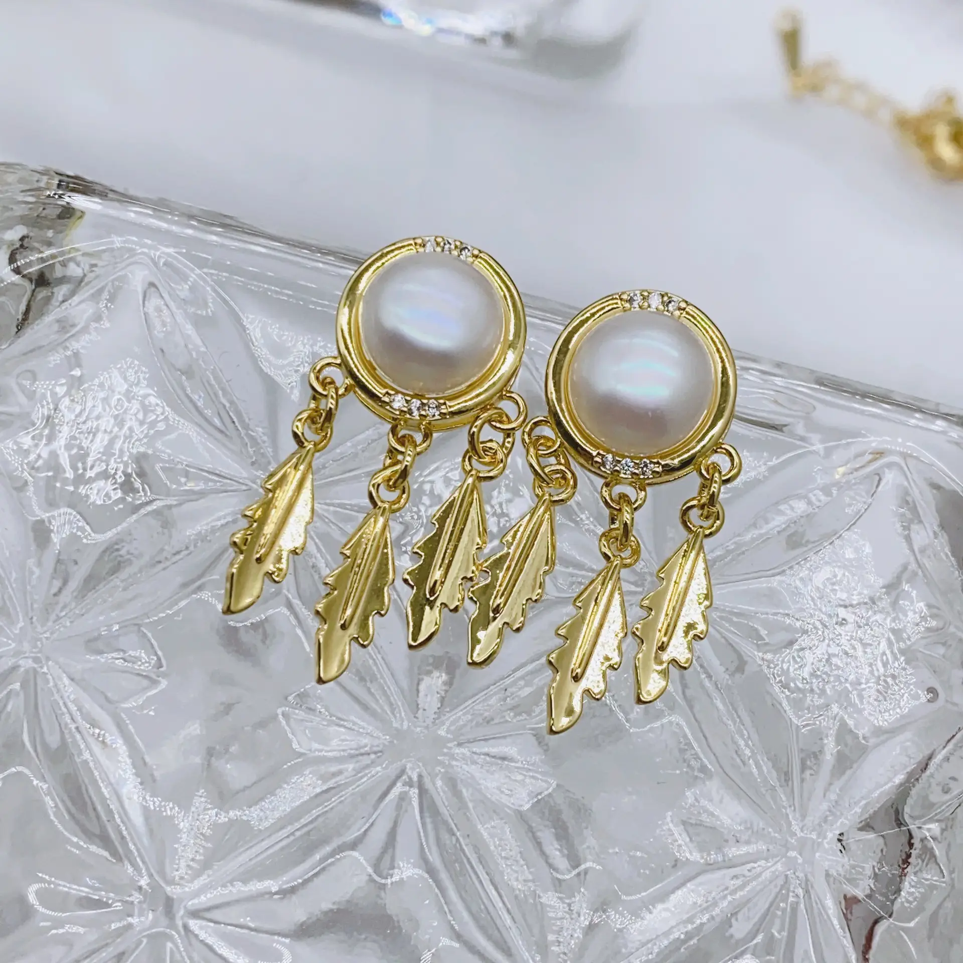 S925 Gold Pearl Dream Catcher Earrings Necklace Set — feature 14