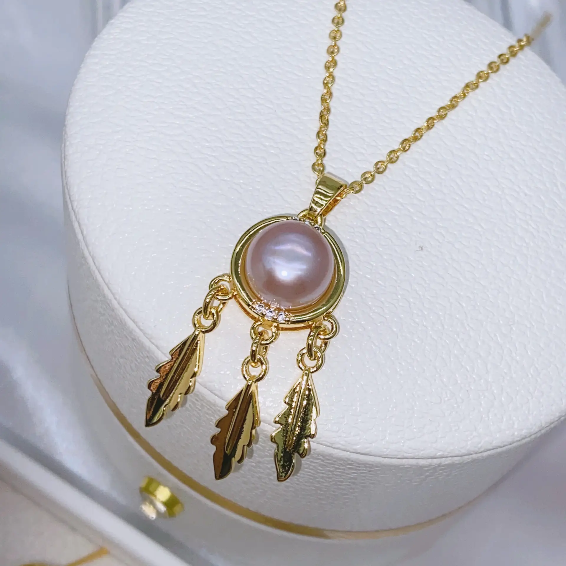 S925 Gold Pearl Dream Catcher Earrings Necklace Set — feature 17