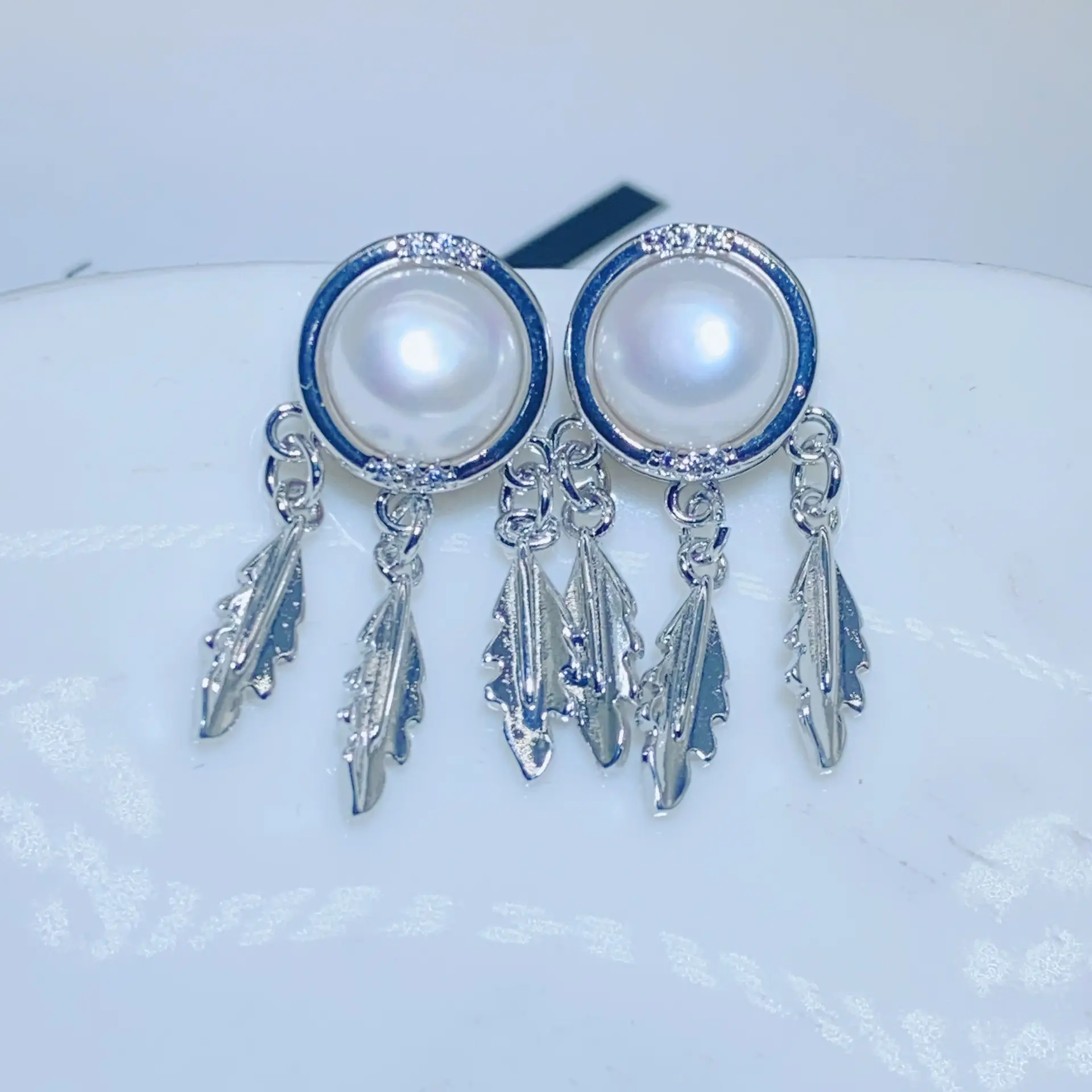 S925 Gold Pearl Dream Catcher Earrings Necklace Set - Image 7