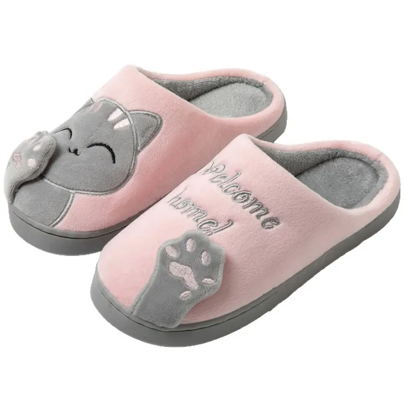 Cotton slippers women's autumn and winter new lucky cat Korean cute warm adult couple cotton slippers men's cross-border foreign trade