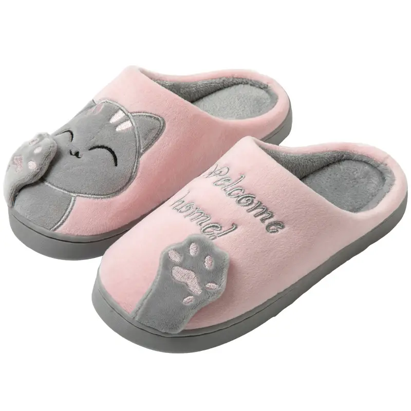 Cotton slippers women's autumn and winter new lucky cat Korean cute warm adult couple cotton slippers men's cross-border foreign trade — feature 18