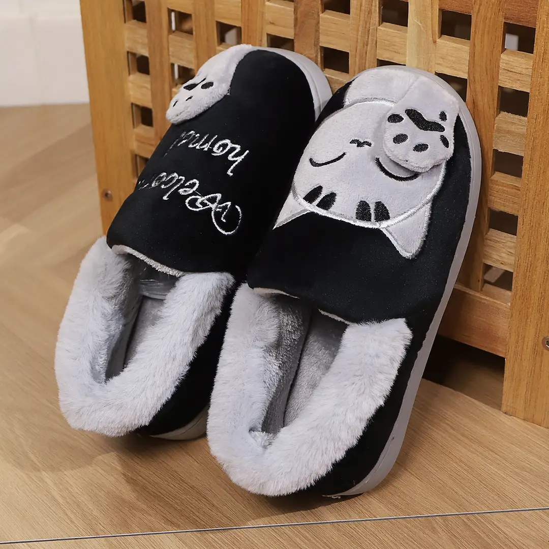 Cotton slippers women's autumn and winter new lucky cat Korean cute warm adult couple cotton slippers men's cross-border foreign trade