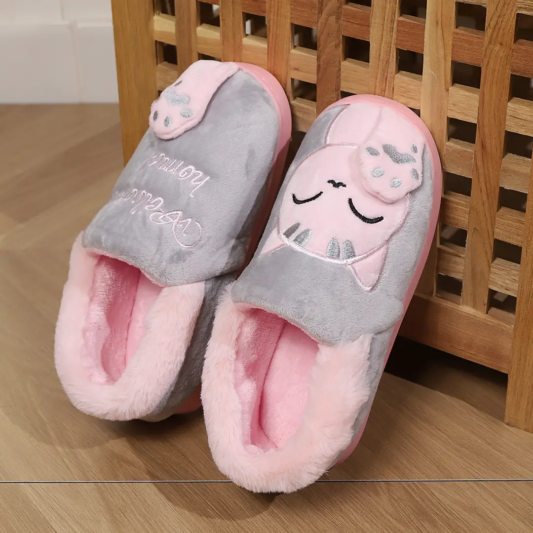 Cotton slippers women's autumn and winter new lucky cat Korean cute warm adult couple cotton slippers men's cross-border foreign trade