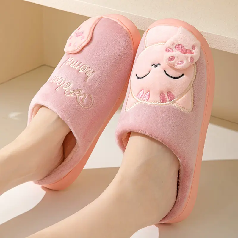 Cotton slippers women's autumn and winter new lucky cat Korean cute warm adult couple cotton slippers men's cross-border foreign trade