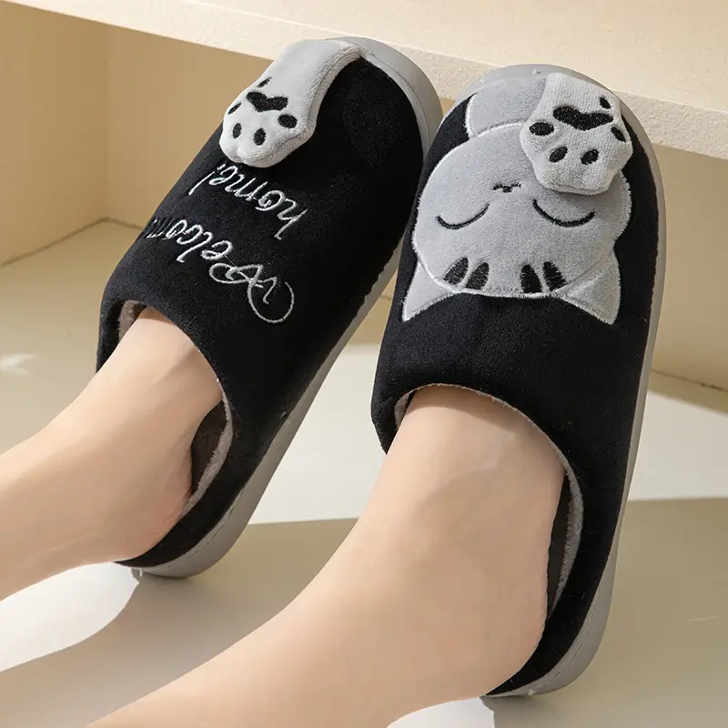 Cotton slippers women's autumn and winter new lucky cat Korean cute warm adult couple cotton slippers men's cross-border foreign trade