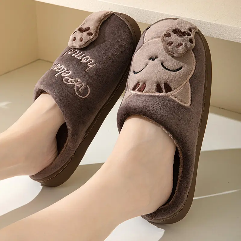 Cotton slippers women's autumn and winter new lucky cat Korean cute warm adult couple cotton slippers men's cross-border foreign trade
