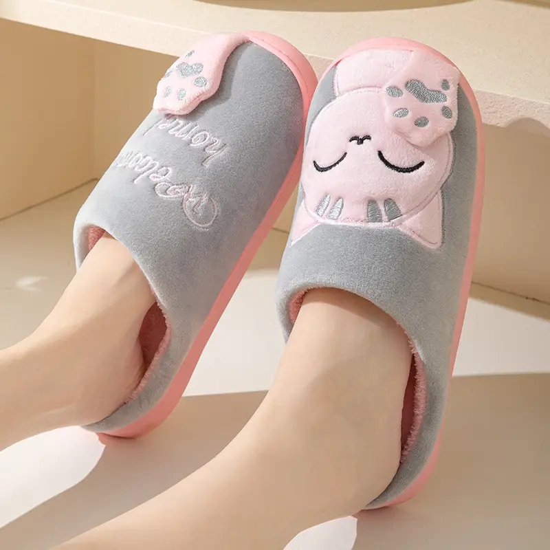 Cotton slippers women's autumn and winter new lucky cat Korean cute warm adult couple cotton slippers men's cross-border foreign trade