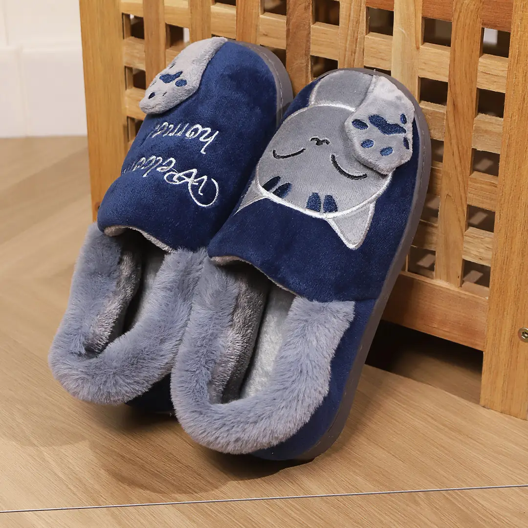 Cotton slippers women's autumn and winter new lucky cat Korean cute warm adult couple cotton slippers men's cross-border foreign trade